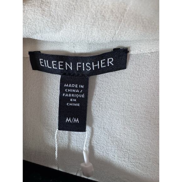 Eileen Fisher Sheer Silk Georgette High Collar Jacket In Bone Sz Medium $328 NWT - Picture 5 of 16